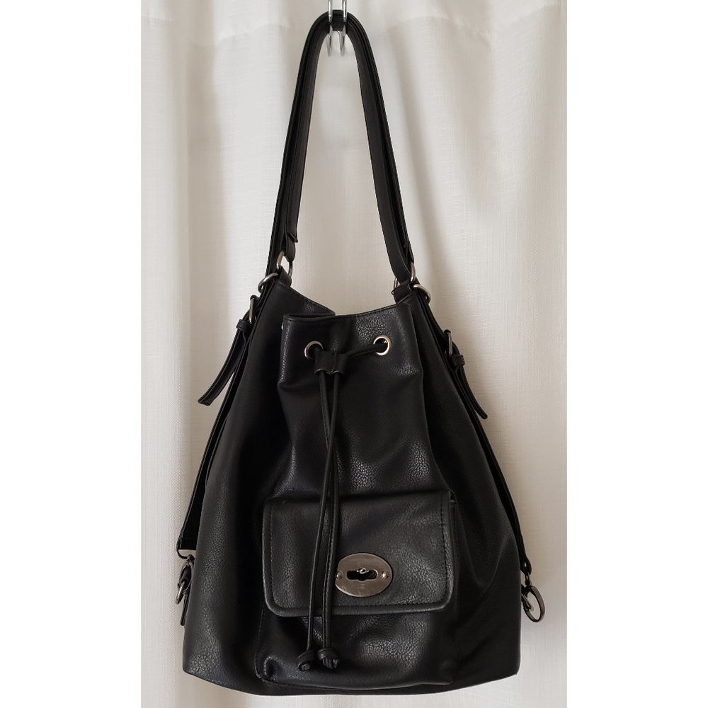 Damaged Sale! Large Black Drawstring Bucket Bag
